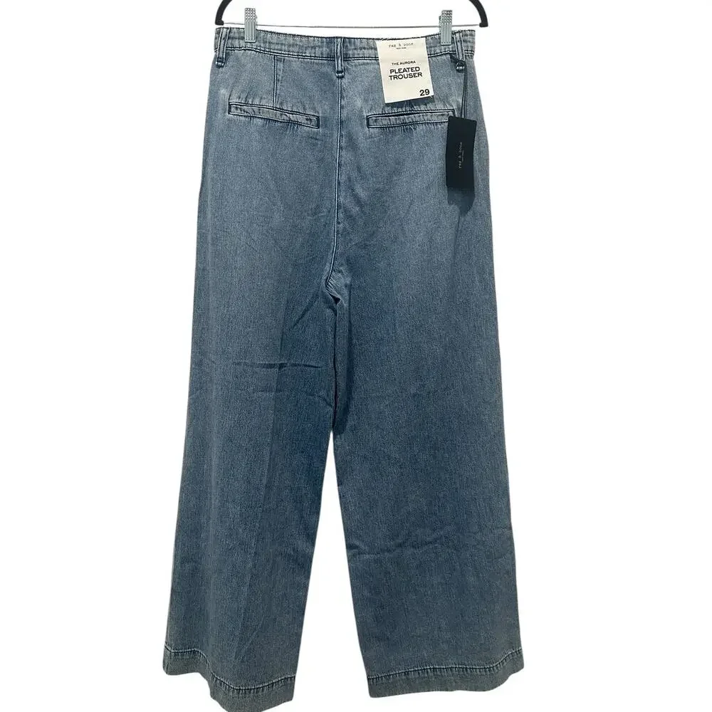 Rag & Bone Aurora Wide Leg High Waisted Trouser Denim Jeans Size 29
